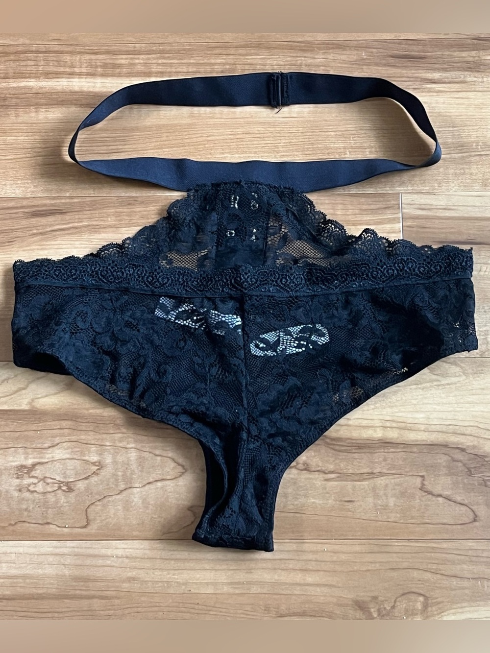 Adore Me Black Lace Cheeky Panty w/ Hook Detail NWT Y2K Lingerie - Picture 5 of 8